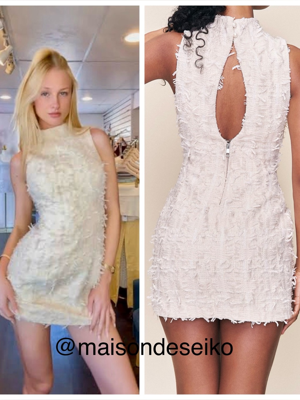 NWT Danielle Guizio Mini Dress White Tweed Boucle Adeline Sleeveless size XXS
